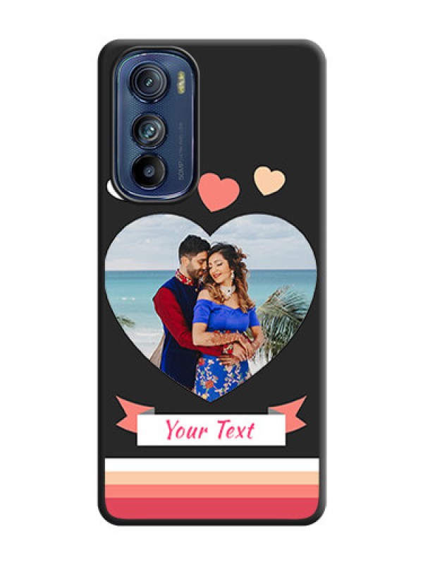Custom Love Shaped Photo with Colorful Stripes on Personalised Space Black Soft Matte Cases - Motorola Edge 30