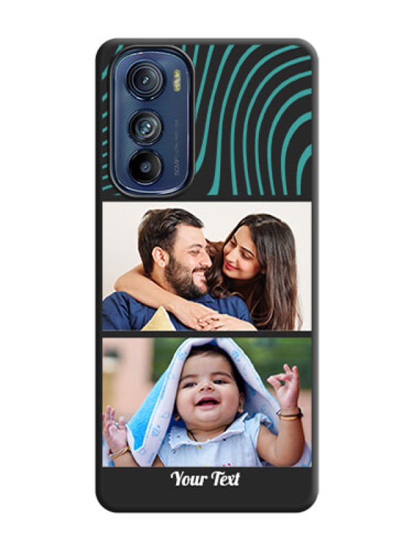 Custom Wave Pattern with 2 Image Holder on Space Black Personalized Soft Matte Phone Covers - Motorola Edge 30
