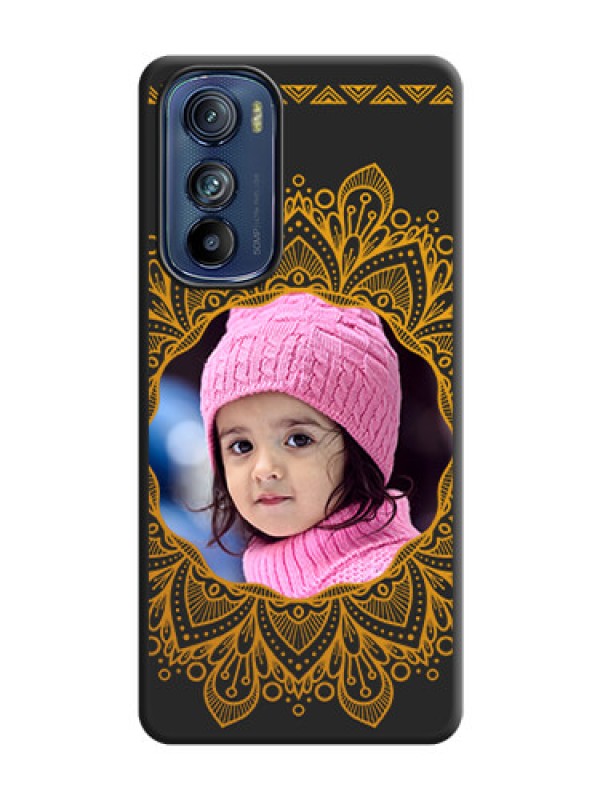 Custom Round Image with Floral Design on Photo on Space Black Soft Matte Mobile Cover - Motorola Edge 30