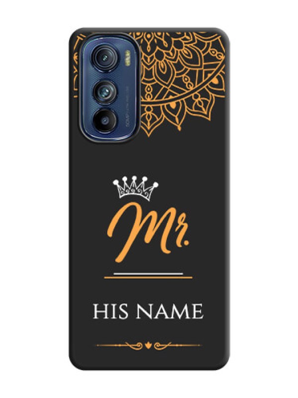 Custom Mr Name with Floral Design  on Personalised Space Black Soft Matte Cases - Motorola Edge 30