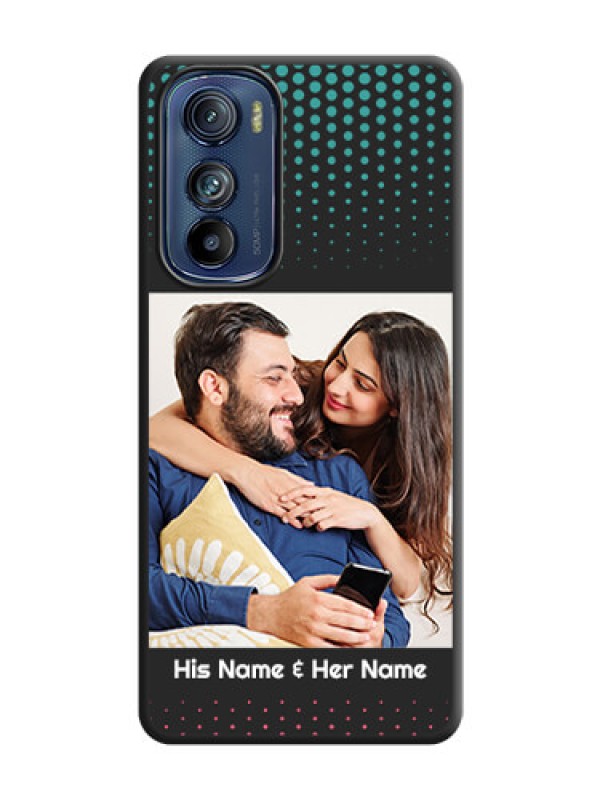 Custom Faded Dots with Grunge Photo Frame and Text on Space Black Custom Soft Matte Phone Cases - Motorola Edge 30