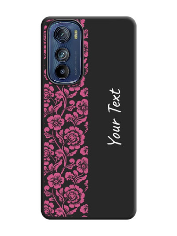 Custom Pink Floral Pattern Design With Custom Text On Space Black Personalized Soft Matte Phone Covers -Motorola Edge 30