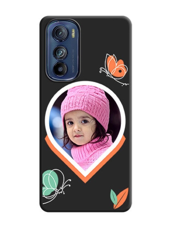 Custom Upload Pic With Simple Butterly Design On Space Black Personalized Soft Matte Phone Covers -Motorola Edge 30