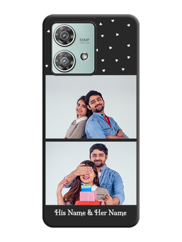 Custom Miniature Love Symbols with Name On Space Black Custom Soft Matte Mobile Back Cover - Motorola Edge 40 Neo