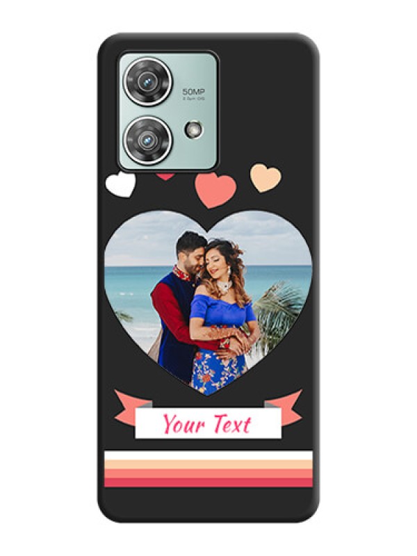 Custom Love Shaped Photo with Colorful Stripes On Space Black Custom Soft Matte Mobile Back Cover - Motorola Edge 40 Neo