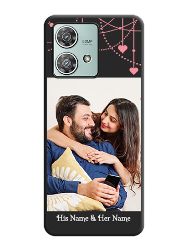 Custom Pink Love Hangings with Text On Space Black Custom Soft Matte Mobile Back Cover - Motorola Edge 40 Neo