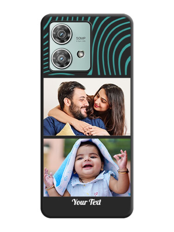 Custom Wave Pattern with 2 Image Holder On Space Black Custom Soft Matte Mobile Back Cover - Motorola Edge 40 Neo