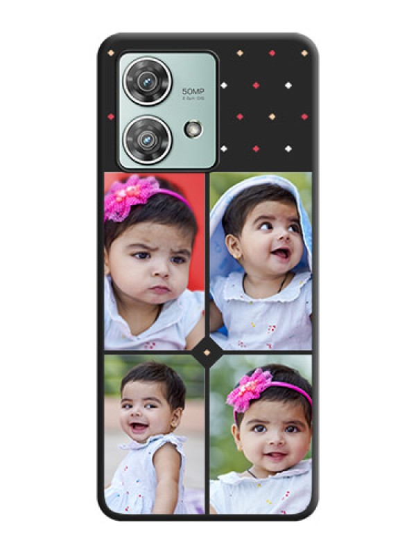 Custom Multicolor Dotted Pattern with 4 Image Holder On Space Black Custom Soft Matte Mobile Back Cover - Motorola Edge 40 Neo