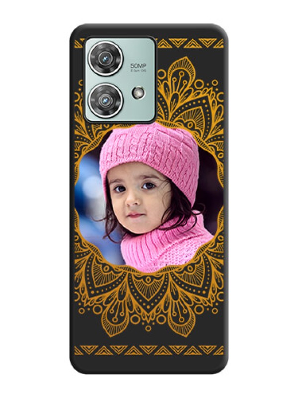 Custom Round Image with Floral Design On Space Black Custom Soft Matte Mobile Back Cover - Motorola Edge 40 Neo