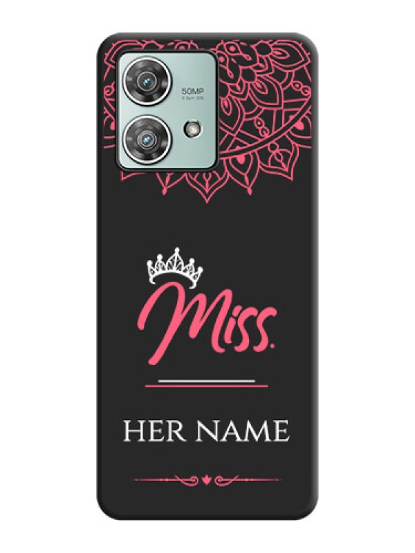 Custom Mrs Name with Floral Design On Space Black Custom Soft Matte Mobile Back Cover - Motorola Edge 40 Neo