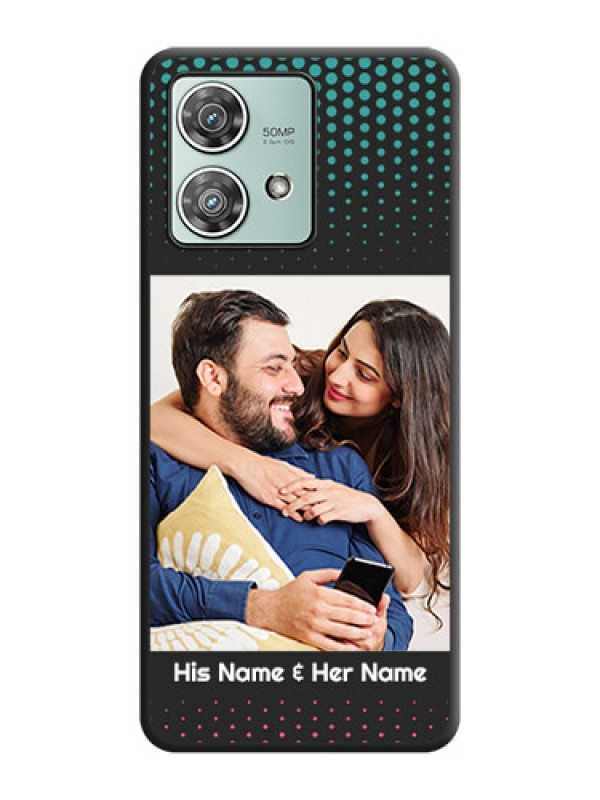 Custom Faded Dots with Grunge Photo Frame and Text On Space Black Custom Soft Matte Mobile Back Cover - Motorola Edge 40 Neo