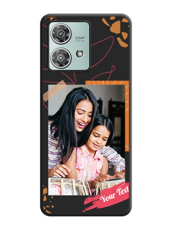 Custom Orange Photo Frame On Space Black Custom Soft Matte Mobile Back Cover - Motorola Edge 40 Neo