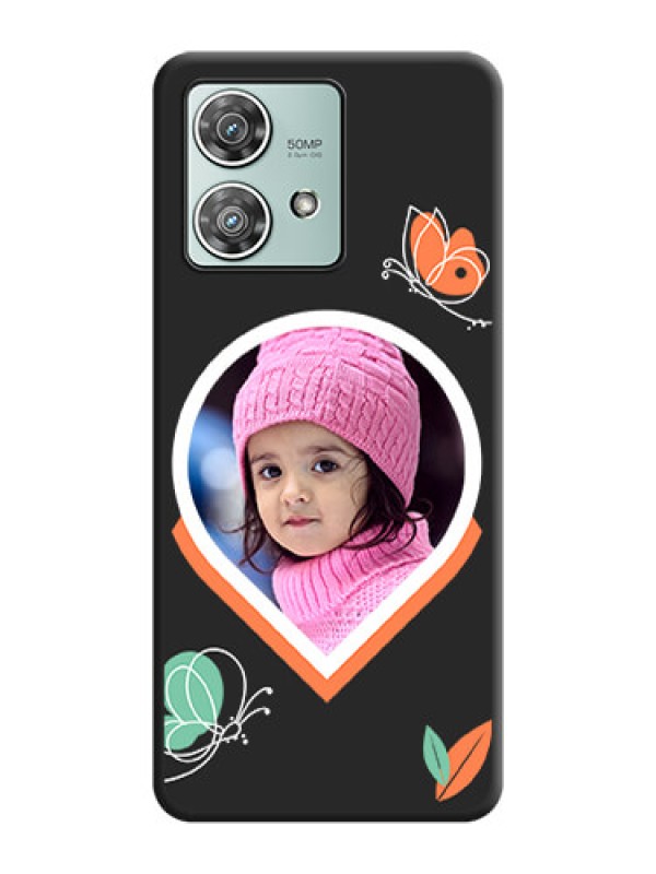 Custom Upload Pic With Simple Butterly Design On Space Black Custom Soft Matte Mobile Back Cover - Motorola Edge 40 Neo