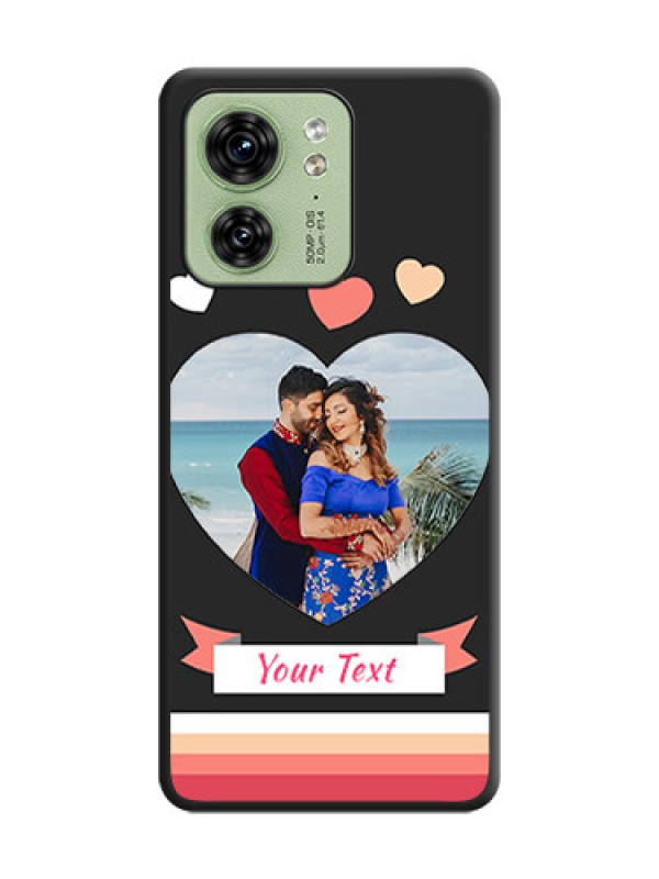 Custom Love Shaped Photo with Colorful Stripes on Personalised Space Black Soft Matte Cases - Edge 40