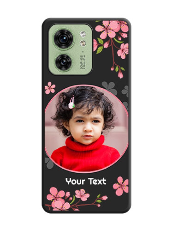 Custom Round Image with Pink Color Floral Design - Photo on Space Black Soft Matte Back Cover - Edge 40
