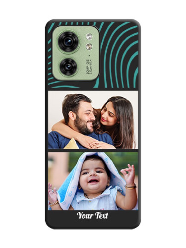 Custom Wave Pattern with 2 Image Holder on Space Black Personalized Soft Matte Phone Covers - Edge 40