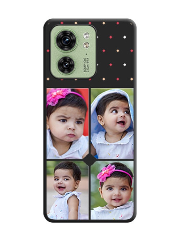 Custom Multicolor Dotted Pattern with 4 Image Holder on Space Black Custom Soft Matte Phone Cases - Edge 40