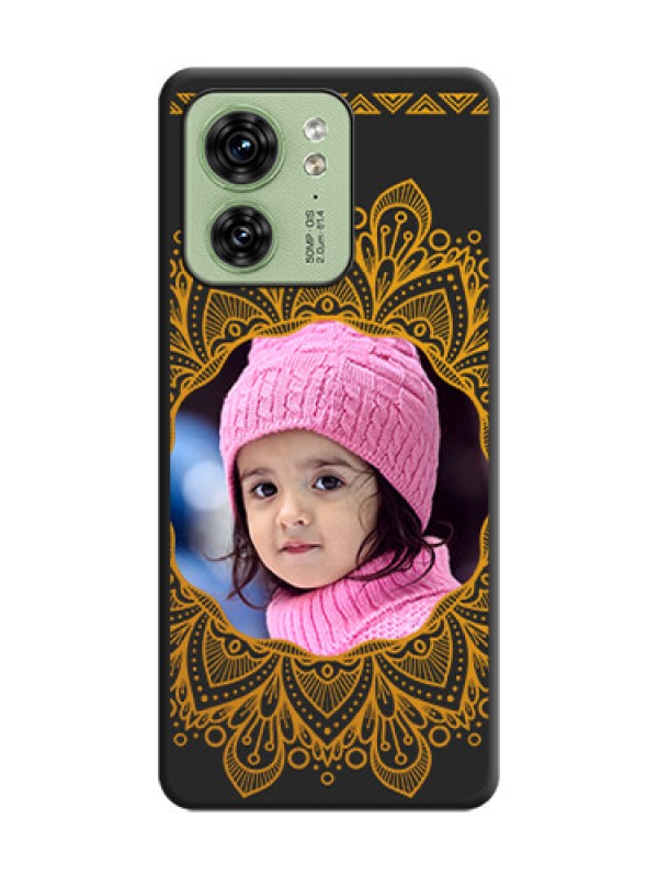 Custom Round Image with Floral Design - Photo on Space Black Soft Matte Mobile Cover - Edge 40