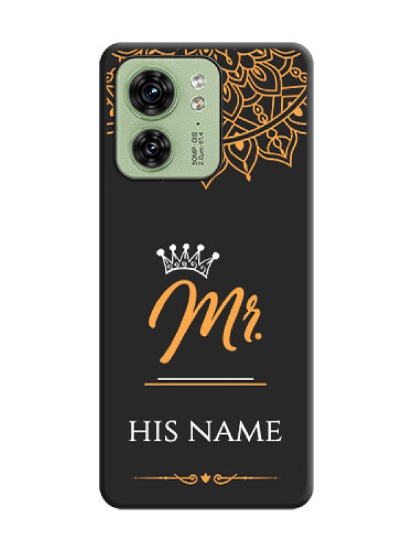 Custom Mr Name with Floral Design on Personalised Space Black Soft Matte Cases - Edge 40