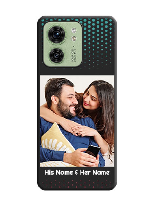 Custom Faded Dots with Grunge Photo Frame and Text on Space Black Custom Soft Matte Phone Cases - Edge 40
