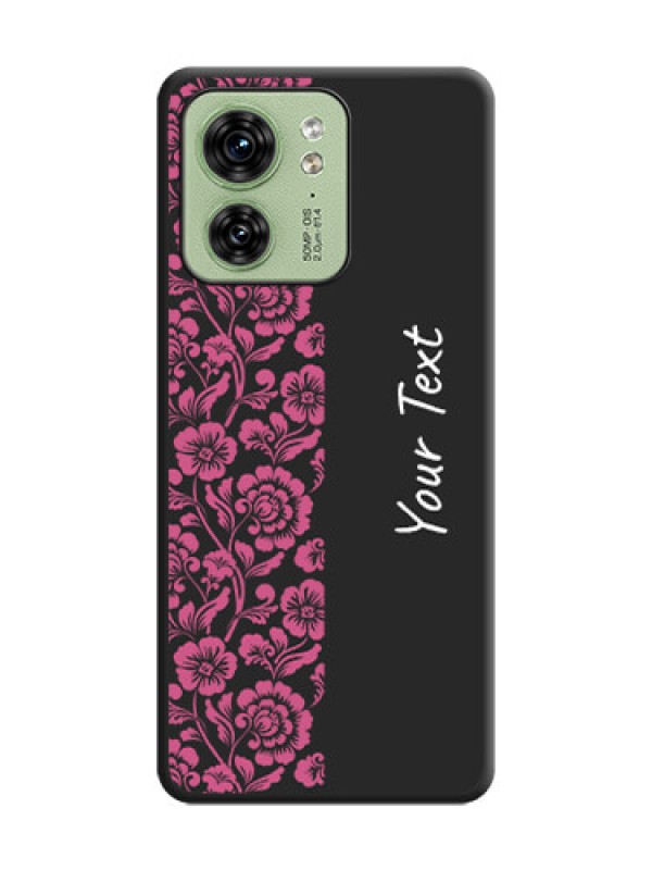 Custom Pink Floral Pattern Design With Custom Text On Space Black Personalized Soft Matte Phone Covers - Edge 40