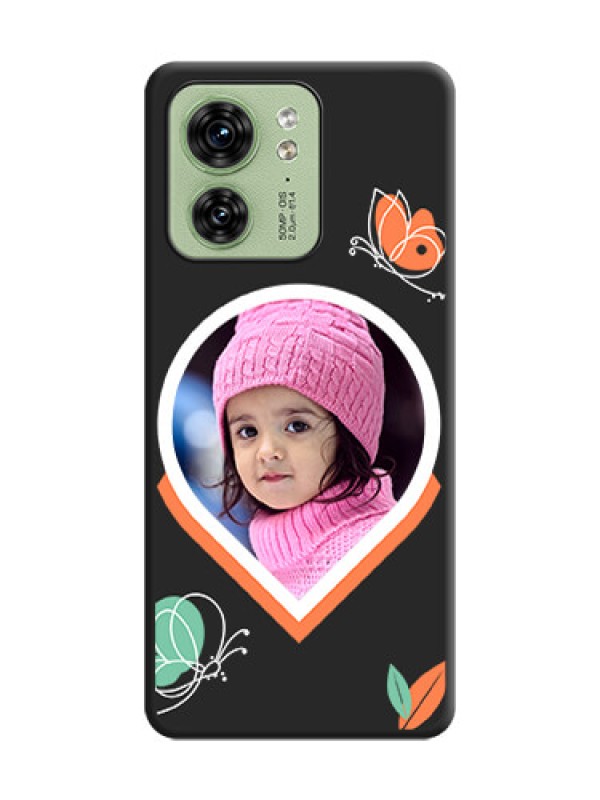 Custom Upload Pic With Simple Butterly Design On Space Black Personalized Soft Matte Phone Covers - Edge 40