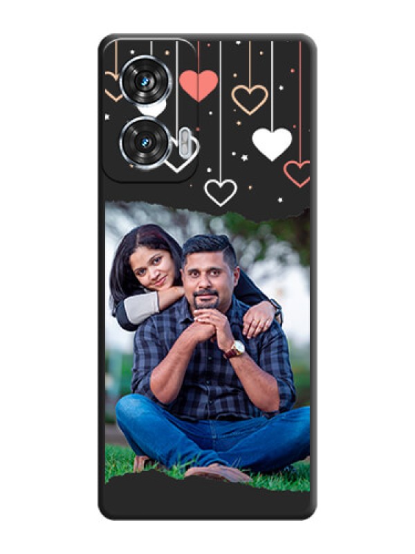 Custom Love Hangings with Splash Wave Picture On Space Black Custom Soft Matte Mobile Back Cover - Motorola Edge 50 Fusion