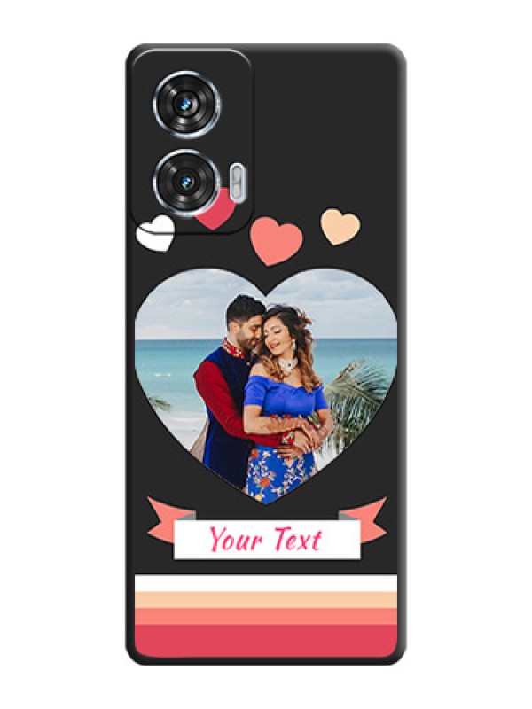 Custom Love Shaped Photo with Colorful Stripes On Space Black Custom Soft Matte Mobile Back Cover - Motorola Edge 50 Fusion