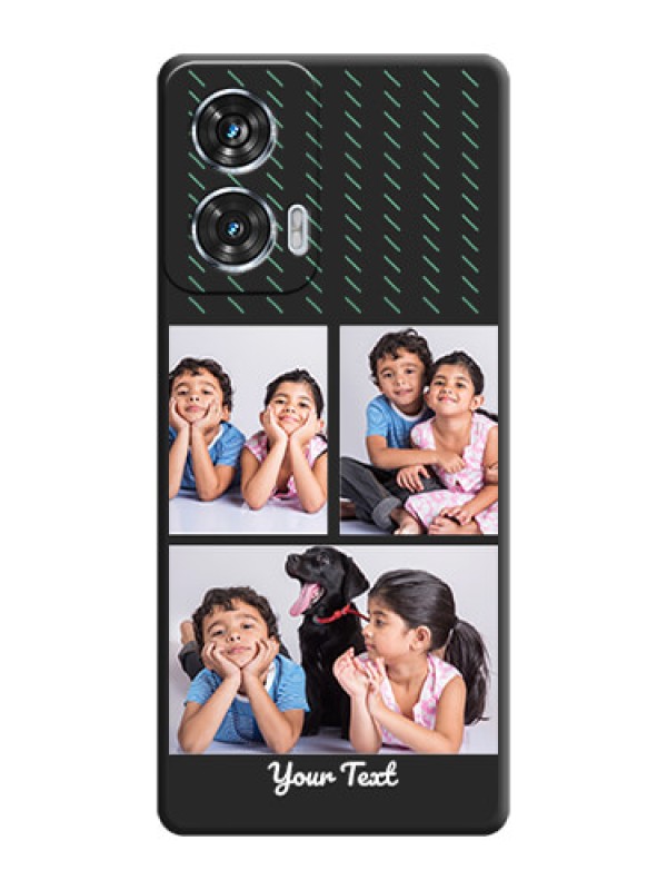 Custom Cross Dotted Pattern with 2 Image Holder On Space Black Custom Soft Matte Mobile Back Cover - Motorola Edge 50 Fusion