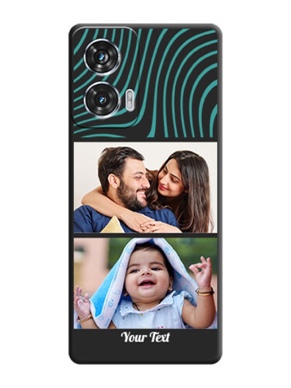 Custom Wave Pattern with 2 Image Holder On Space Black Custom Soft Matte Mobile Back Cover - Motorola Edge 50 Fusion