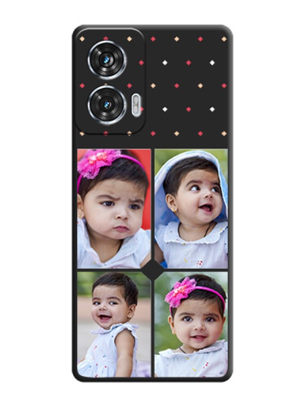 Custom Multicolor Dotted Pattern with 4 Image Holder On Space Black Custom Soft Matte Mobile Back Cover - Motorola Edge 50 Fusion