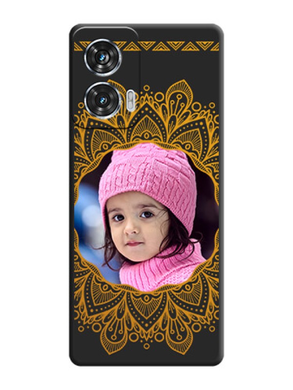 Custom Round Image with Floral Design On Space Black Custom Soft Matte Mobile Back Cover - Motorola Edge 50 Fusion