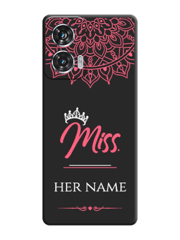 Custom Mrs Name with Floral Design On Space Black Custom Soft Matte Mobile Back Cover - Motorola Edge 50 Fusion