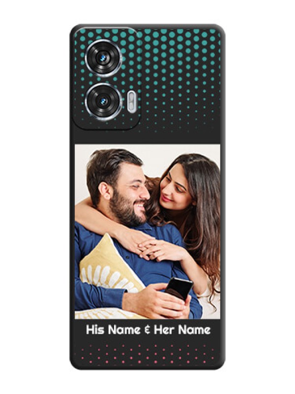 Custom Faded Dots with Grunge Photo Frame and Text On Space Black Custom Soft Matte Mobile Back Cover - Motorola Edge 50 Fusion