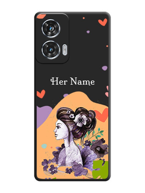 Custom Namecase For Her With Fancy Lady Image On Space Black Custom Soft Matte Mobile Back Cover - Motorola Edge 50 Fusion