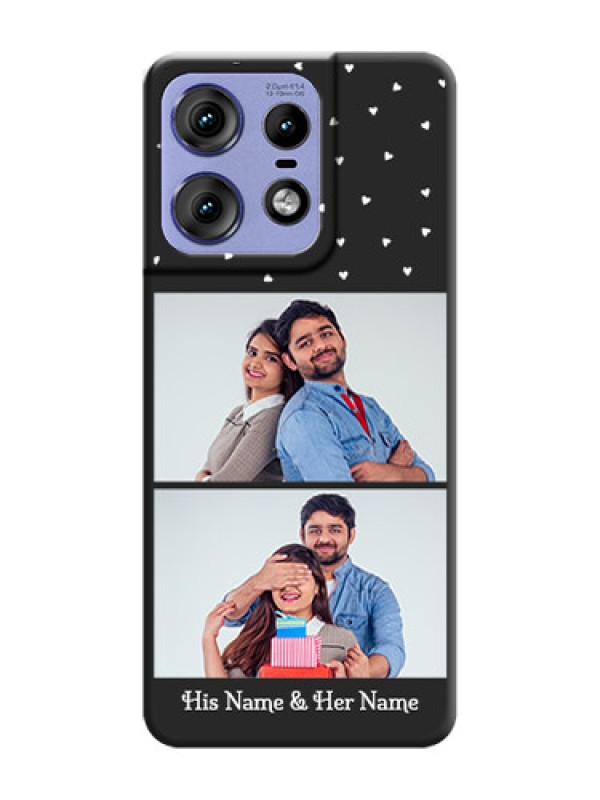 Custom Miniature Love Symbols with Name On Space Black Custom Soft Matte Mobile Back Cover - Motorola Edge 50 Pro 5G