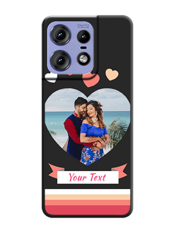 Custom Love Shaped Photo with Colorful Stripes On Space Black Custom Soft Matte Mobile Back Cover - Motorola Edge 50 Pro 5G