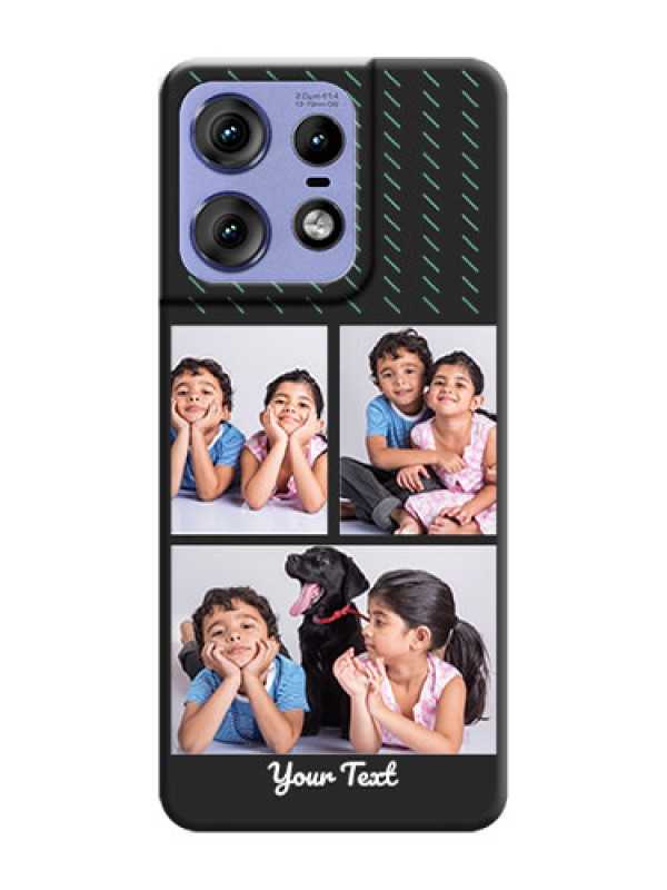 Custom Cross Dotted Pattern with 2 Image Holder On Space Black Custom Soft Matte Mobile Back Cover - Motorola Edge 50 Pro 5G