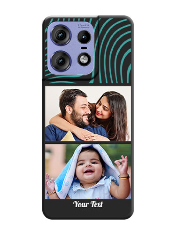 Custom Wave Pattern with 2 Image Holder On Space Black Custom Soft Matte Mobile Back Cover - Motorola Edge 50 Pro 5G