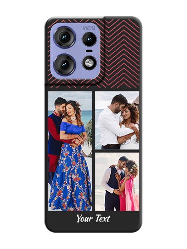 Custom Wave Pattern with 3 Image Holder On Space Black Custom Soft Matte Mobile Back Cover - Motorola Edge 50 Pro 5G