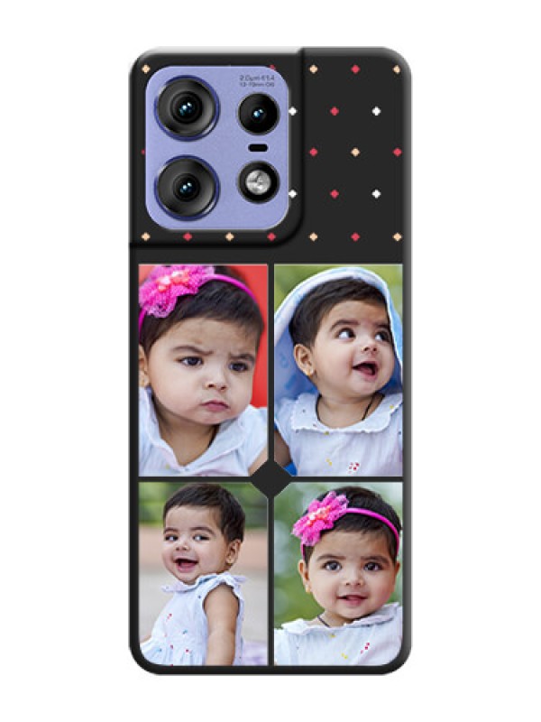 Custom Multicolor Dotted Pattern with 4 Image Holder On Space Black Custom Soft Matte Mobile Back Cover - Motorola Edge 50 Pro 5G