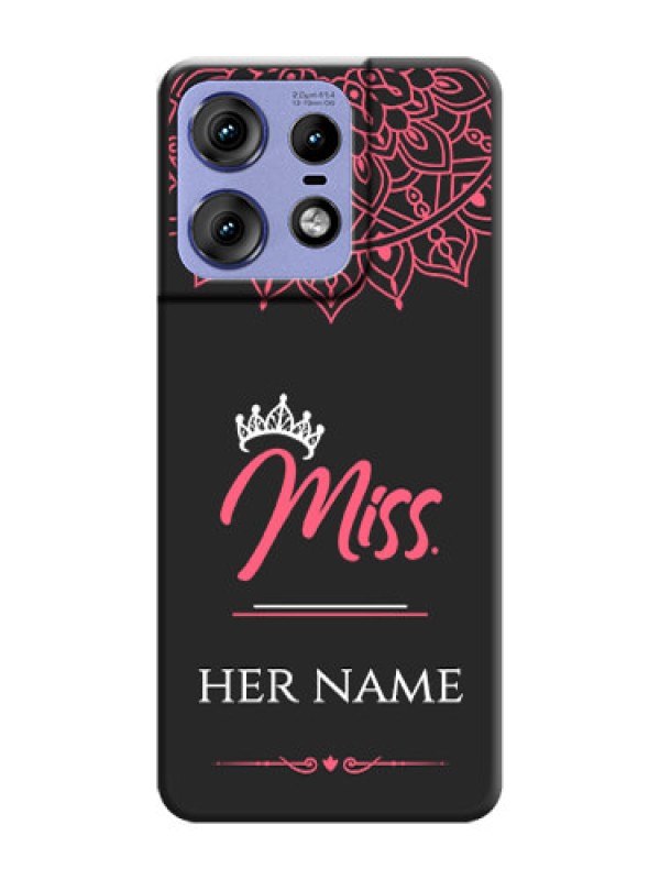 Custom Mrs Name with Floral Design On Space Black Custom Soft Matte Mobile Back Cover - Motorola Edge 50 Pro 5G