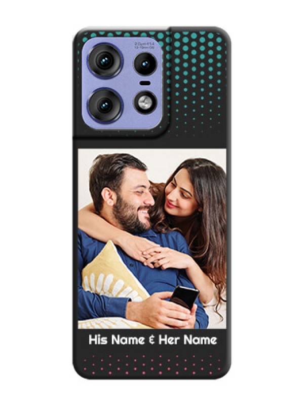 Custom Faded Dots with Grunge Photo Frame and Text On Space Black Custom Soft Matte Mobile Back Cover - Motorola Edge 50 Pro 5G