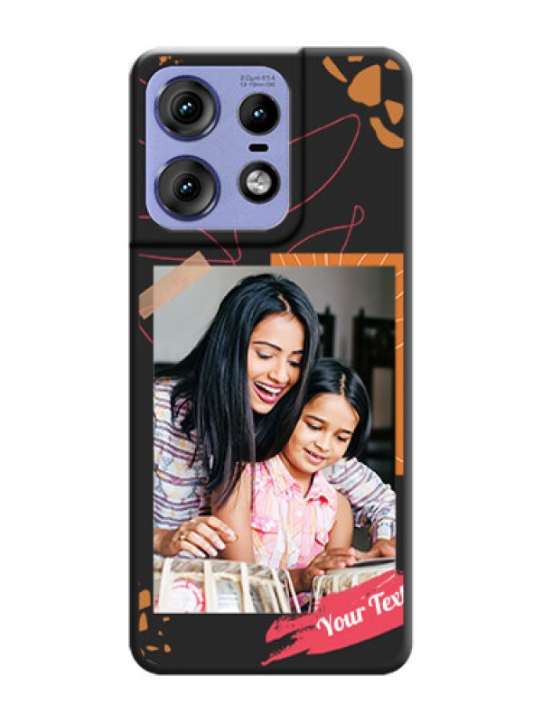 Custom Orange Photo Frame On Space Black Custom Soft Matte Mobile Back Cover - Motorola Edge 50 Pro 5G