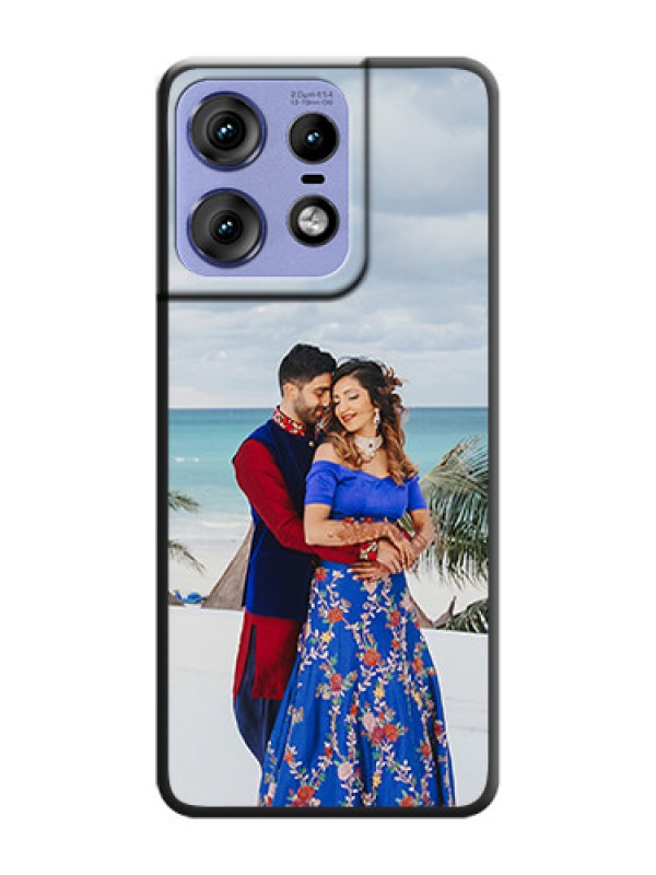 Custom Full Single Pic Upload On Space Black Custom Soft Matte Mobile Back Cover - Motorola Edge 50 Pro 5G