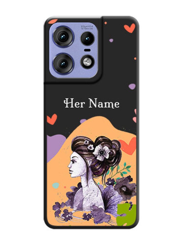 Custom Namecase For Her With Fancy Lady Image On Space Black Custom Soft Matte Mobile Back Cover - Motorola Edge 50 Pro 5G