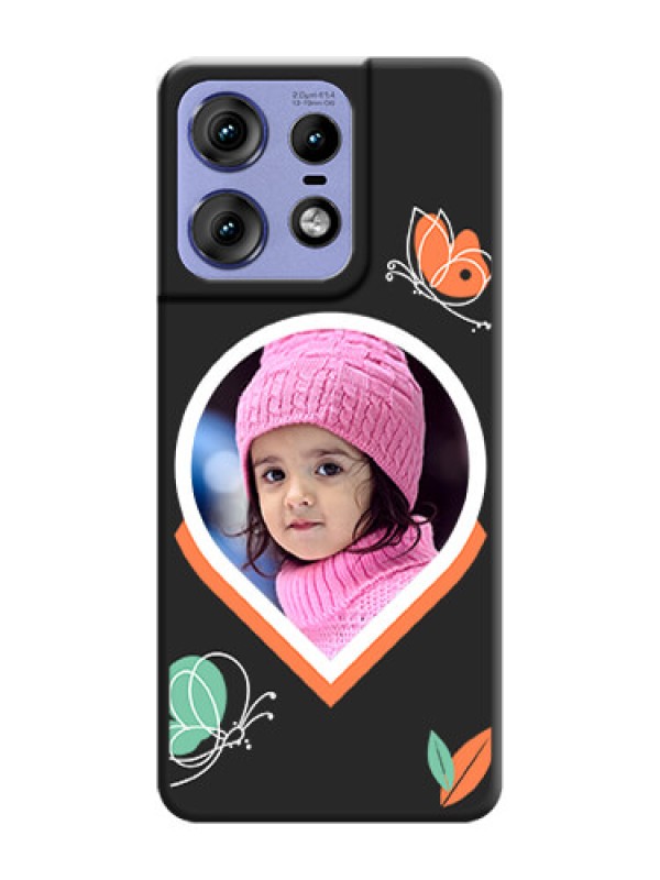 Custom Upload Pic With Simple Butterly Design On Space Black Custom Soft Matte Mobile Back Cover - Motorola Edge 50 Pro 5G