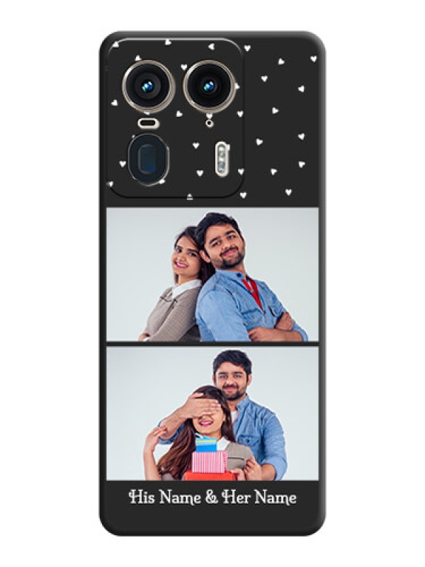 Custom Miniature Love Symbols with Name On Space Black Custom Soft Matte Mobile Back Cover - Motorola Edge 50 Ultra 5G