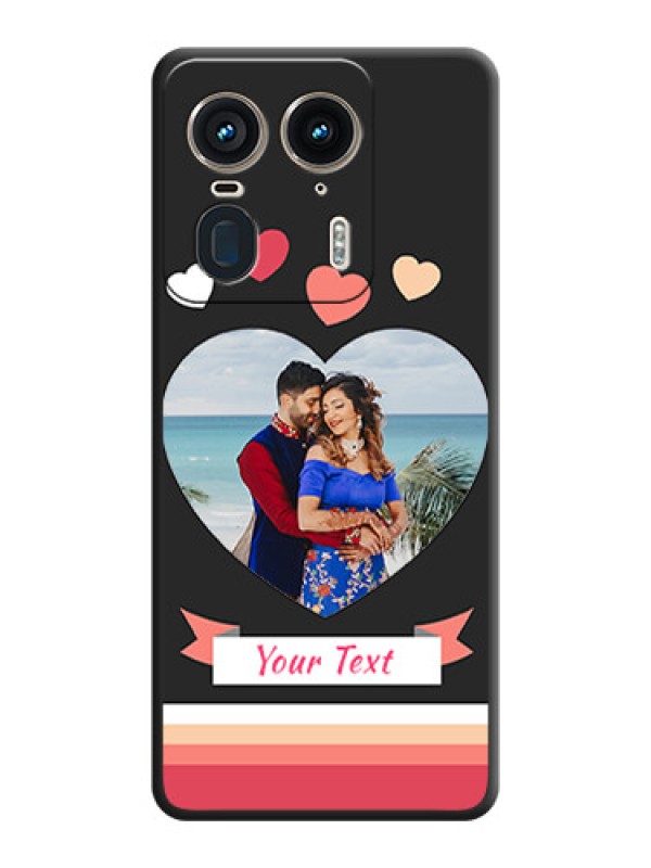 Custom Love Shaped Photo with Colorful Stripes On Space Black Custom Soft Matte Mobile Back Cover - Motorola Edge 50 Ultra 5G