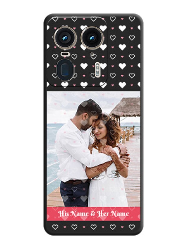 Custom White Color Love Symbols with Text Design on Photo On Space Black Custom Soft Matte Mobile Back Cover - Motorola Edge 50 Ultra 5G